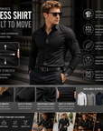 Men's Wrinkle-Free 4-Way Stretch Business Casual Long Sleeve Shirt