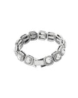 Men's Rock Diamond Bracelet – 18K Gold/Silver Plated Alloy Cuff, Geometric Facets, 5-Stone Cluster, Adjustable