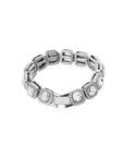 Men's Rock Diamond Bracelet – 18K Gold/Silver Plated Alloy Cuff, Geometric Facets, 5-Stone Cluster, Adjustable