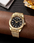Men's Automatic Calendar Watch – Stainless Steel Mechanical Timepiece with Day-Date Display, Mineral Crystal & Waterproof Design
