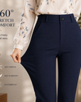 Women's Elastic High Waist Straight Leg Business Pants – Stretch Trousers