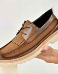 Men's Genuine Leather Loafers – Suede Low-Heel Shoes with Non-Slip Rubber Sole, EU 38–46