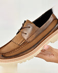 Herrenschuhe aus echtem Leder – Wildleder- und Leder-Loafer mit niedrigem Absatz