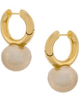 Women's Simple Large Pearl Hoop Earrings – French Style Gold & Silver Plated Minimalist Statement Jewelry