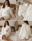 Women's Loose Sweater & Split Long Skirt Set – Viscose Two-Piece for Spring, Autumn & Winter