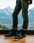 Men's Sheepskin Lined Winter Snow Boots – Waterproof Cowhide Leather, Mid-Calf, Side Zipper, EU 38–44, Black & Brown