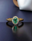 Women's Natural Colombian Emerald Jewelry Set – Sterling Silver with Adjustable Ring