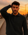 Herrenpullover mit dickem Revers – Winter-Basisschicht