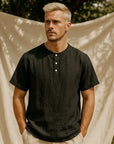 Lässiges Herren-T-Shirt aus Baumwolle und Leinen – Kurzarm, Sommer-Must-have