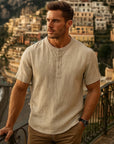 Lässiges Herren-T-Shirt aus Baumwolle und Leinen – Kurzarm, Sommer-Must-have