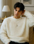 Men's Faux Mink Pullover Sweater – American Retro Loose Fit Thick Winter Knitwear