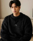 Men's Faux Mink Pullover Sweater – American Retro Loose Fit Thick Winter Knitwear
