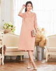 Women's Polyester Three-Quarter Sleeve Dress - Elegant Commute Zipper Dress