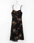 Women's Violet Print Suspender Long Dress – Flowing Viscose with Cotton Lining
