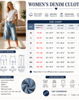 Women's High Waist Wide-Leg Jort Denim Pants – Cropped 7-Point Jeans with Button Closure, Breathable Cotton Blend & Casual Summer Style