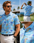Men's Short Sleeve Golf Polo Shirt – Moisture-Wicking Printed