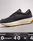 Men's High-Top Vintage Genuine Leather Running Shoes – Thick-Sole Retro Cowhide Boots
