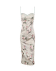 Women's Lace Suspender Midi Dress – Backless Satin V-Neck Bodycon Evening Dress