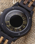 Men's Wooden Quartz Watch – 46mm Genuine Walnut Wood Case, Seagull Movement, Leather Strap, Mineral Glass