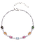 Women's Natural Tourmaline Bracelet — 925 Sterling Silver Geometric Oval