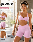 Women's High-Waisted Yoga Set – Sports Bra & Shorts with Detachable Pads, Butt-Lifting Sculpting Activewear