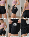 Women's High-Waist Quick-Dry Sports Two-Piece Set – Padded Bra & Shorts with Side Pocket, 4 Colors