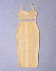 Women's Gold-Embossed Bandage Crop Top & Long Skirt Set