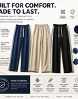 Men's Casual Wide-Leg Trousers — Fleece-Lined Drawstring Pants