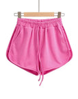 Women's High-Waist Cotton Terry Shorts – Drawstring Loose Fit Lounge Shorts with Pockets, S–L, 5 Colors