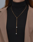 Verstellbare Y-förmige Perlen-Halskette für Damen – koreanische Mode, geometrische Zinklegierungs-Kette, 61–70 cm
