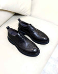 Men's Brogue Genuine Leather Dress Shoes – Cowhide Lace-Up, Pigskin Lining, Medium Heel 3–5cm, EU 38–44, Black & Brown