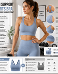 Women's High-Support Sports Bra – Shockproof Double Strap