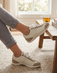Damen-Freizeitsneaker aus Leder – Retro-Halbschuhe aus Rindsleder mit weicher Gummisohle, leichtem Tragekomfort und rutschfestem Design