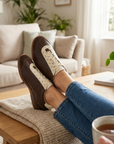 Damen-Freizeitsneaker aus Leder – Retro-Halbschuhe aus Rindsleder mit weicher Gummisohle, leichtem Tragekomfort und rutschfestem Design