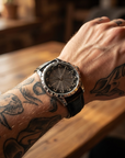 Herren 47mm Quarzuhr mit großem Zifferblatt – 200M wasserdicht, Echtlederarmband, Mineralglas