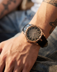 Herren 47mm Quarzuhr mit großem Zifferblatt – 200M wasserdicht, Echtlederarmband, Mineralglas