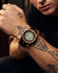 Herren 47mm Quarzuhr mit großem Zifferblatt – 200M wasserdicht, Echtlederarmband, Mineralglas