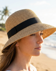 Verstellbarer Sonnenhut für Damen aus Raffiabast – Breiter Krempenhut aus Stroh mit atmungsaktivem Design, UV-Schutz & elegantem französischem Retro-Stil