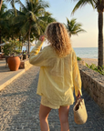 Damen Tencel Zweiteiler – Weiches Lyocell Hemd & Shorts Outfit mit geometrischem Print, atmungsaktivem Stoff & lässig-elegantem Stil