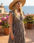 Women's Floral Printed Maxi Dress – Sleeveless V-Neck A-Line Beach Long Dress