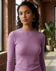 Damenpullover aus 95 % feiner Merinowolle – leichter Pullover mit Rundhalsausschnitt und langen Ärmeln, schmale Passform