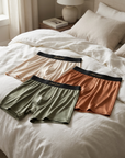 Men's Ice Silk Boxer Briefs – Breathable Mid-Waist Satin Comfort Underpants, L–4XL, 4 Colors