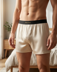 Men's Ice Silk Boxer Briefs – Breathable Mid-Waist Satin Comfort Underpants, L–4XL, 4 Colors