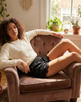 Damen leichte Eisseide Sommer-Shorts – lockere Passform, mittelhohe Taille, elastische Lounge-Shorts