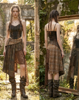 Asymmetrischer A-Linien-Midirock für Damen mit hoher Taille – Gerüschter Rock mit Spitze & schmaler Passform
