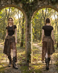 Asymmetrischer A-Linien-Midirock für Damen mit hoher Taille – Gerüschter Rock mit Spitze & schmaler Passform
