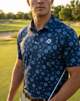 Golf-Polohemd für Herren mit Print, kurzärmlig – Atmungsaktives Blumen-Performance-Oberteil aus Baumwoll-Spandex, S–5XL