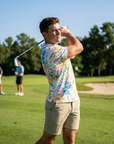 Golf-Polohemd für Herren mit Print, kurzärmlig – Atmungsaktives Blumen-Performance-Oberteil aus Baumwoll-Spandex, S–5XL