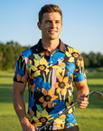 Golf-Polohemd für Herren mit Print, kurzärmlig – Atmungsaktives Blumen-Performance-Oberteil aus Baumwoll-Spandex, S–5XL