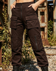 Damen High-Waist Cargo Jogger Hose – Street Style Utility Hose mit mehreren Taschen, S–L, Schwarz